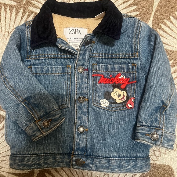 Zara *RARE* Mickey Denim Jacket, Fleece lined 9-12m, unisex, Disney - Picture 2 of 4